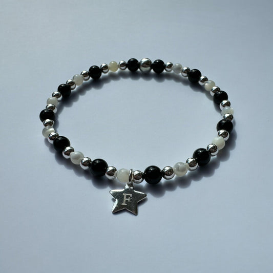 Sterling silver personalised star bracelet